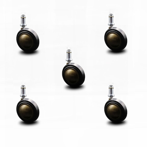 2.25 Inch Antique Soft Tread Ball Caster - 7/16 Inch Grip Ring Stem, 5PK